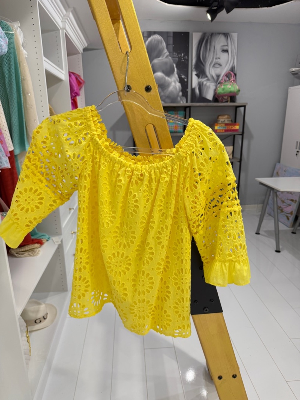Lilly Pulitzer Sunny Yellow Eyelet Off-Shoulder Blouse